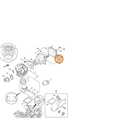 STIHL part 1142-140-0800 — IPL diagram snippet (6x zoom, amber highlight)