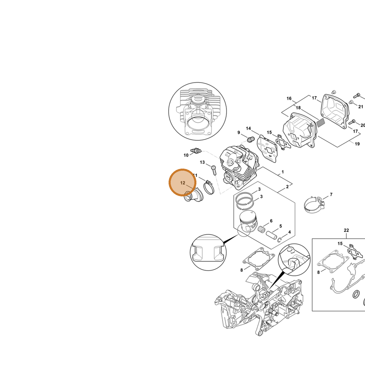 STIHL part 1142-141-2200 — IPL diagram snippet (6x zoom, amber highlight)
