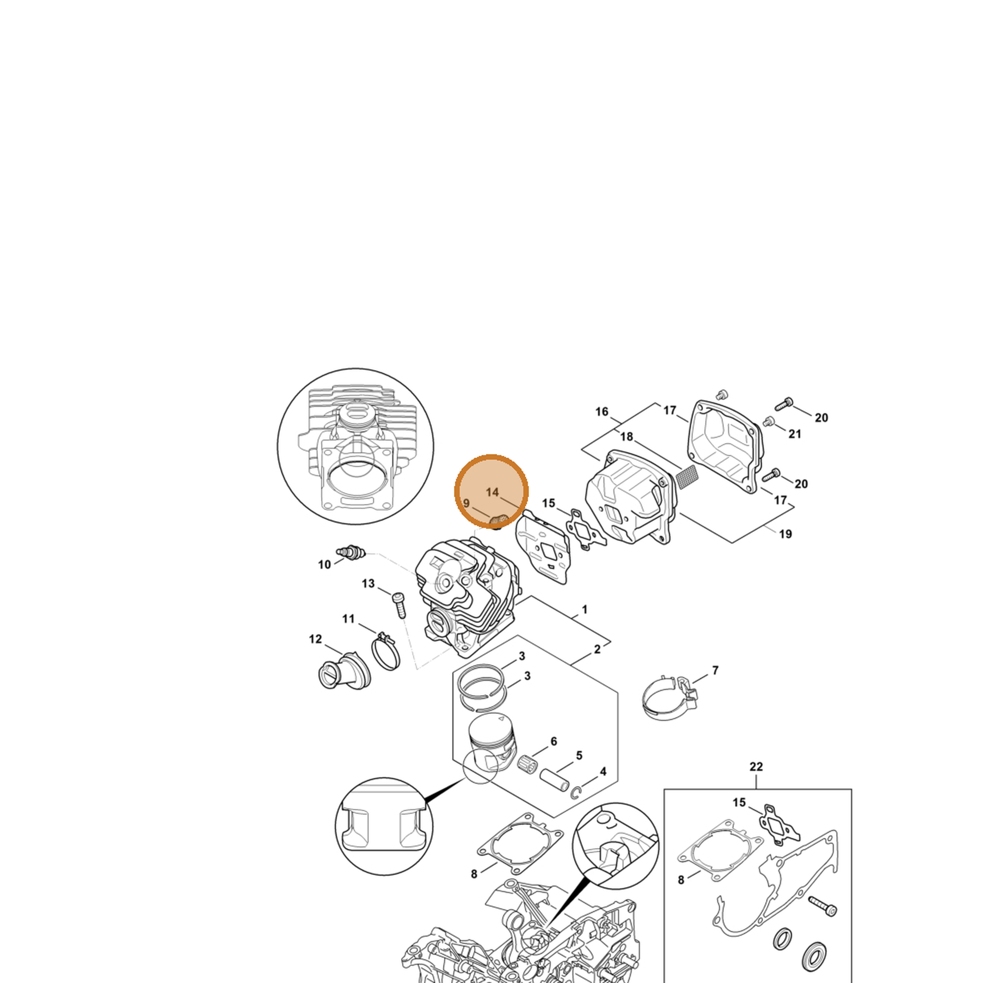 STIHL part 1142-141-3200 — IPL diagram snippet (6x zoom, amber highlight)