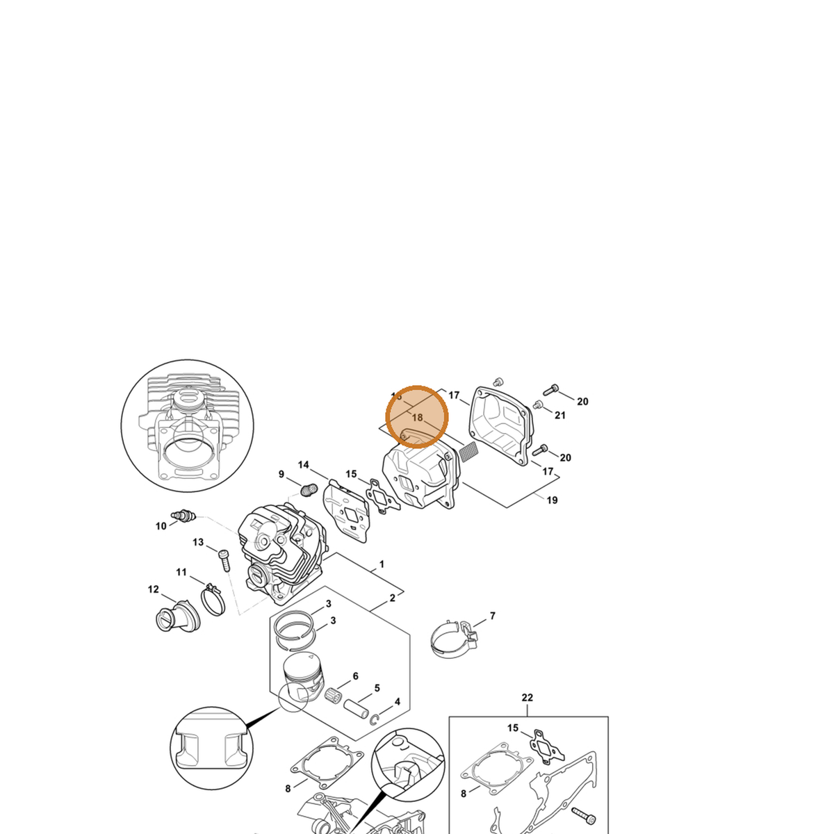 STIHL part 1142-141-9000 — IPL diagram snippet (6x zoom, amber highlight)