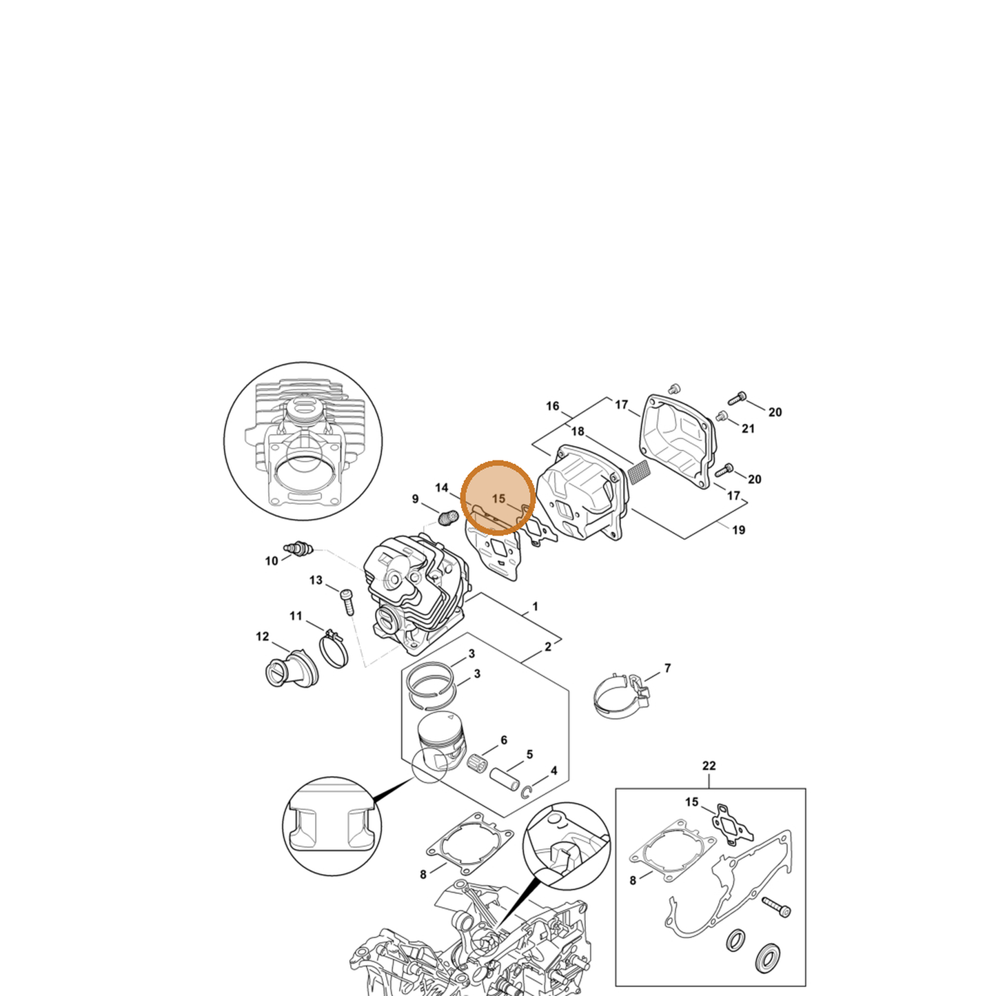 STIHL part 1142-149-0600 — IPL diagram snippet (6x zoom, amber highlight)