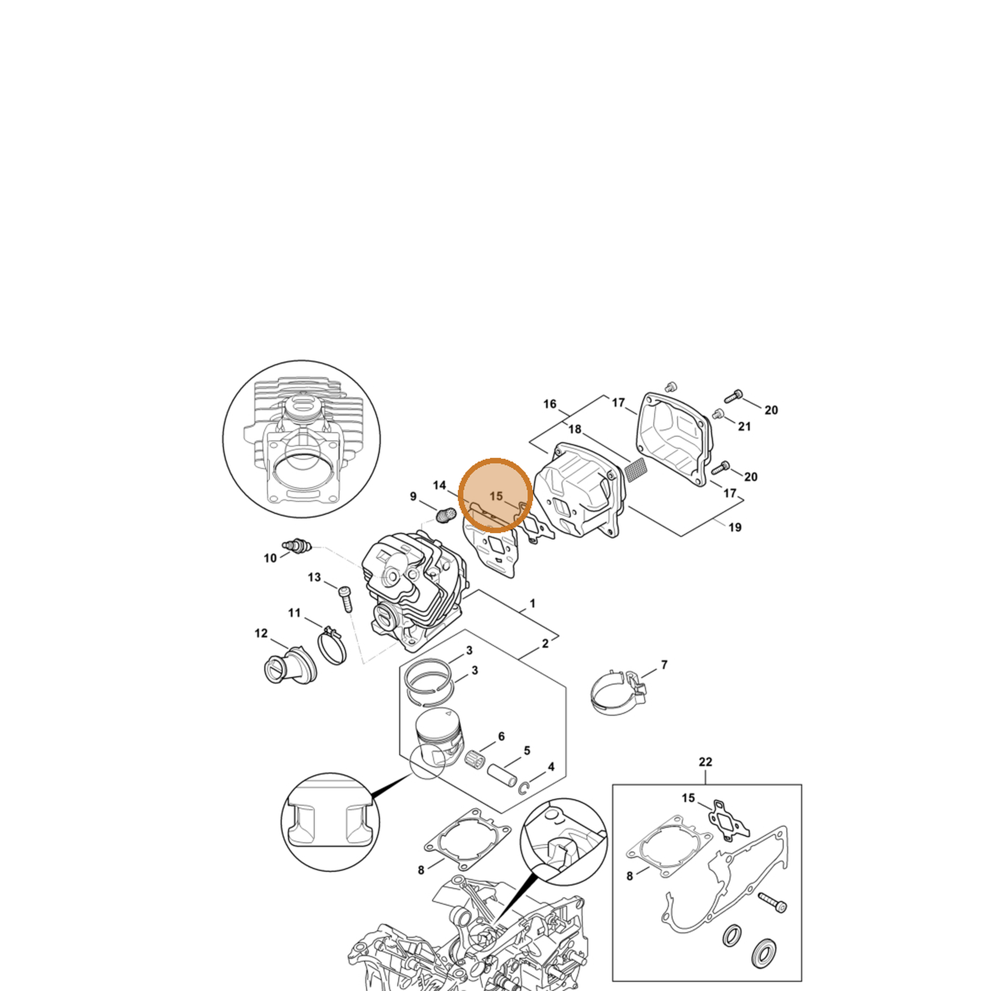 STIHL part 1142-149-0600 — IPL diagram snippet (6x zoom, amber highlight)
