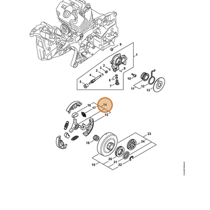 STIHL part 1142-160-2000 — IPL diagram snippet (6x zoom, amber highlight)