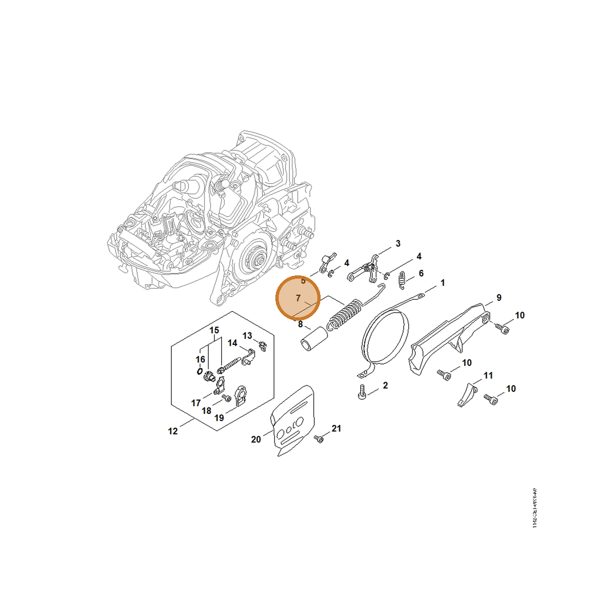 STIHL part 1142-160-5500 — IPL diagram snippet (6x zoom, amber highlight)