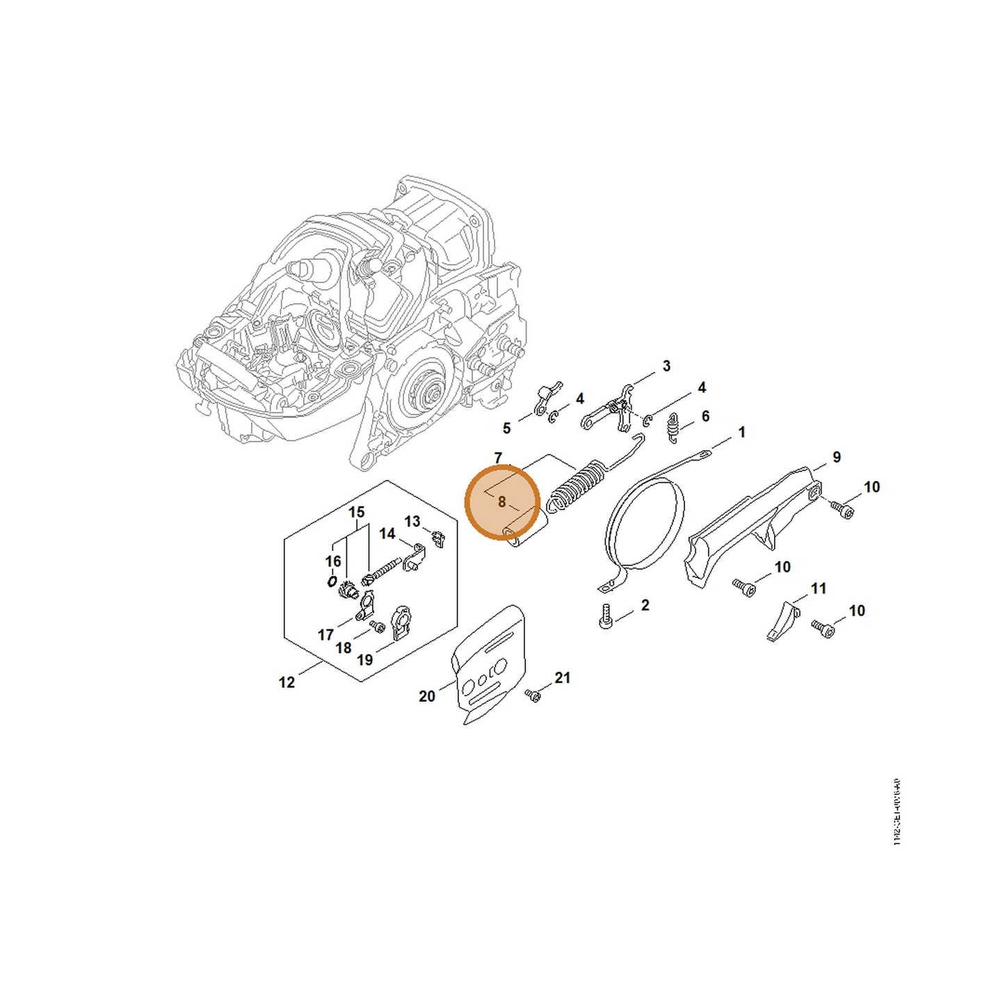 STIHL part 1142-162-8000 — IPL diagram snippet (6x zoom, amber highlight)