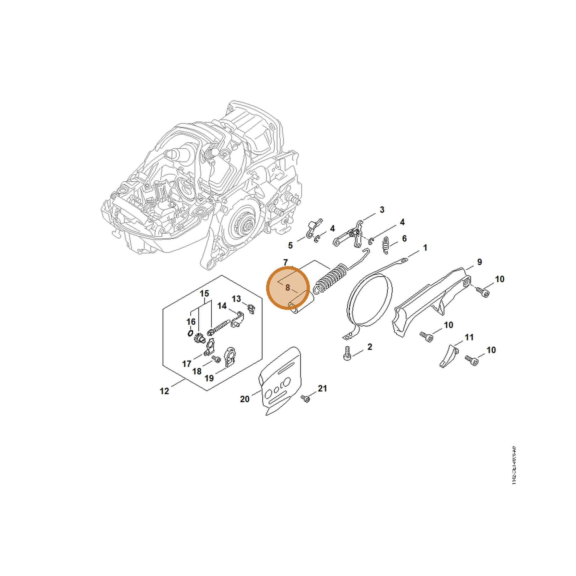 STIHL part 1142-162-8000 — IPL diagram snippet (6x zoom, amber highlight)