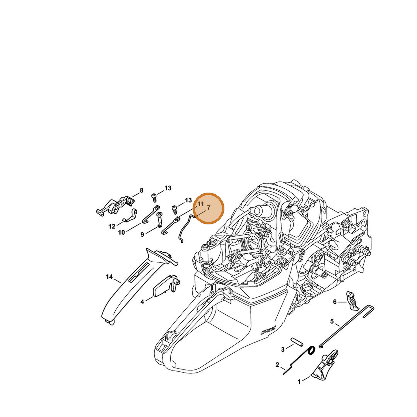 STIHL part 1142-185-1900 — IPL diagram snippet (6x zoom, amber highlight)