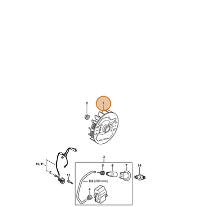 STIHL part 1142-400-1200 — IPL diagram snippet (6x zoom, amber highlight)
