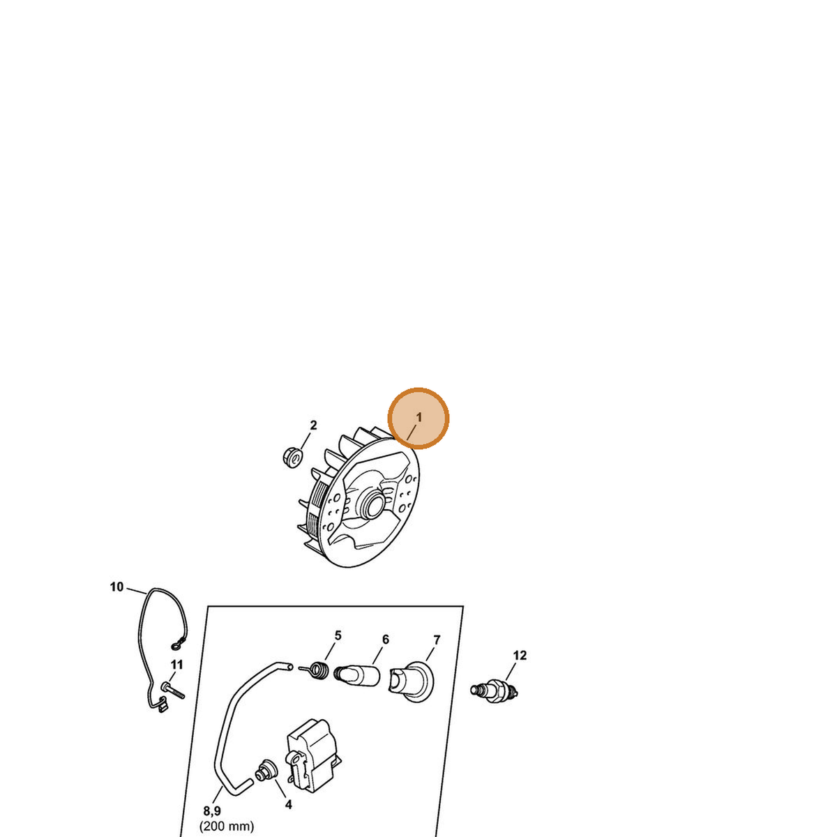 STIHL part 1142-400-1202 — IPL diagram snippet (6x zoom, amber highlight)