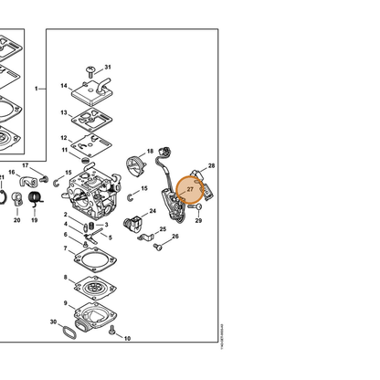 STIHL part 1142-430-1021 — IPL diagram snippet (6x zoom, amber highlight)
