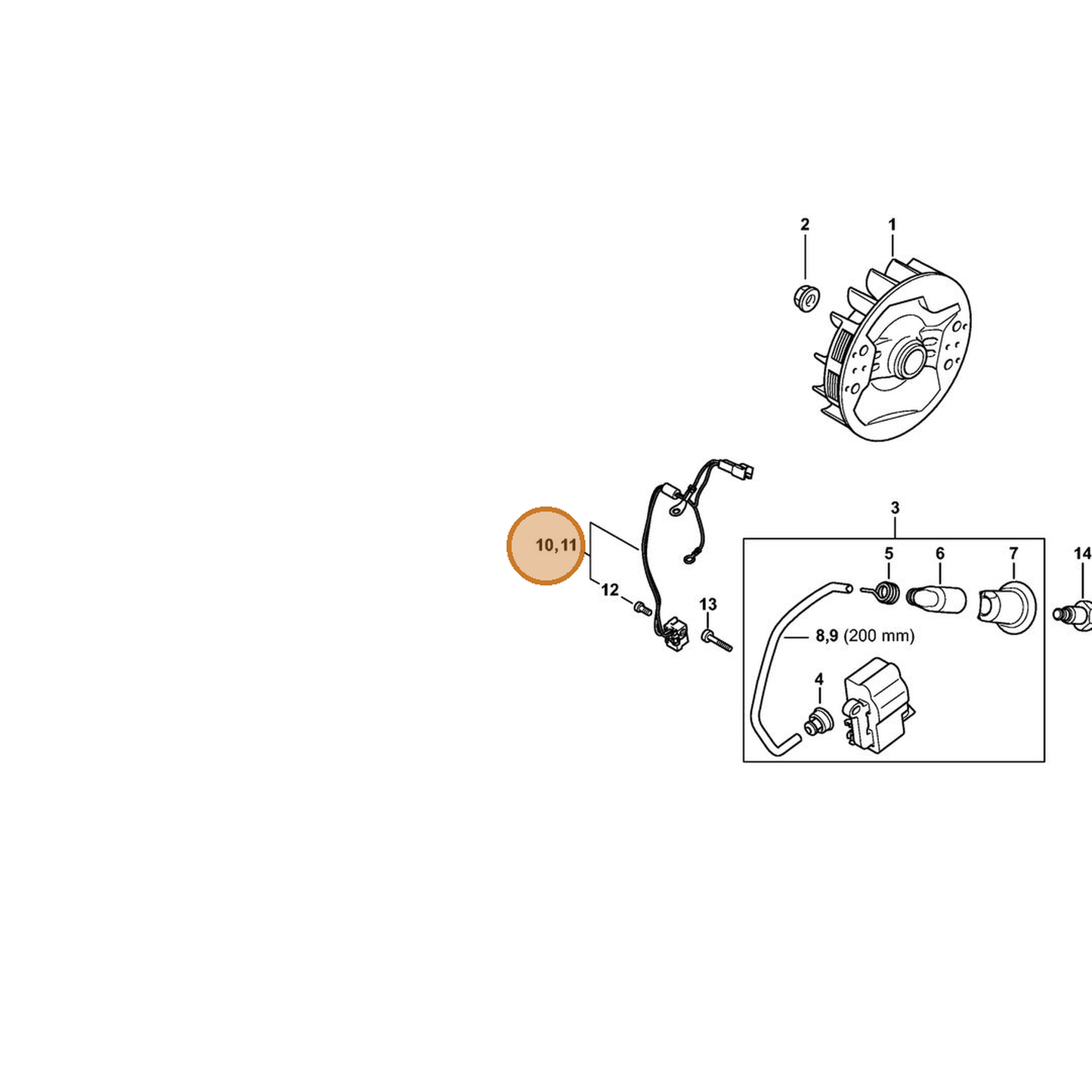 STIHL part 1142-440-3003 — IPL diagram snippet (6x zoom, amber highlight)
