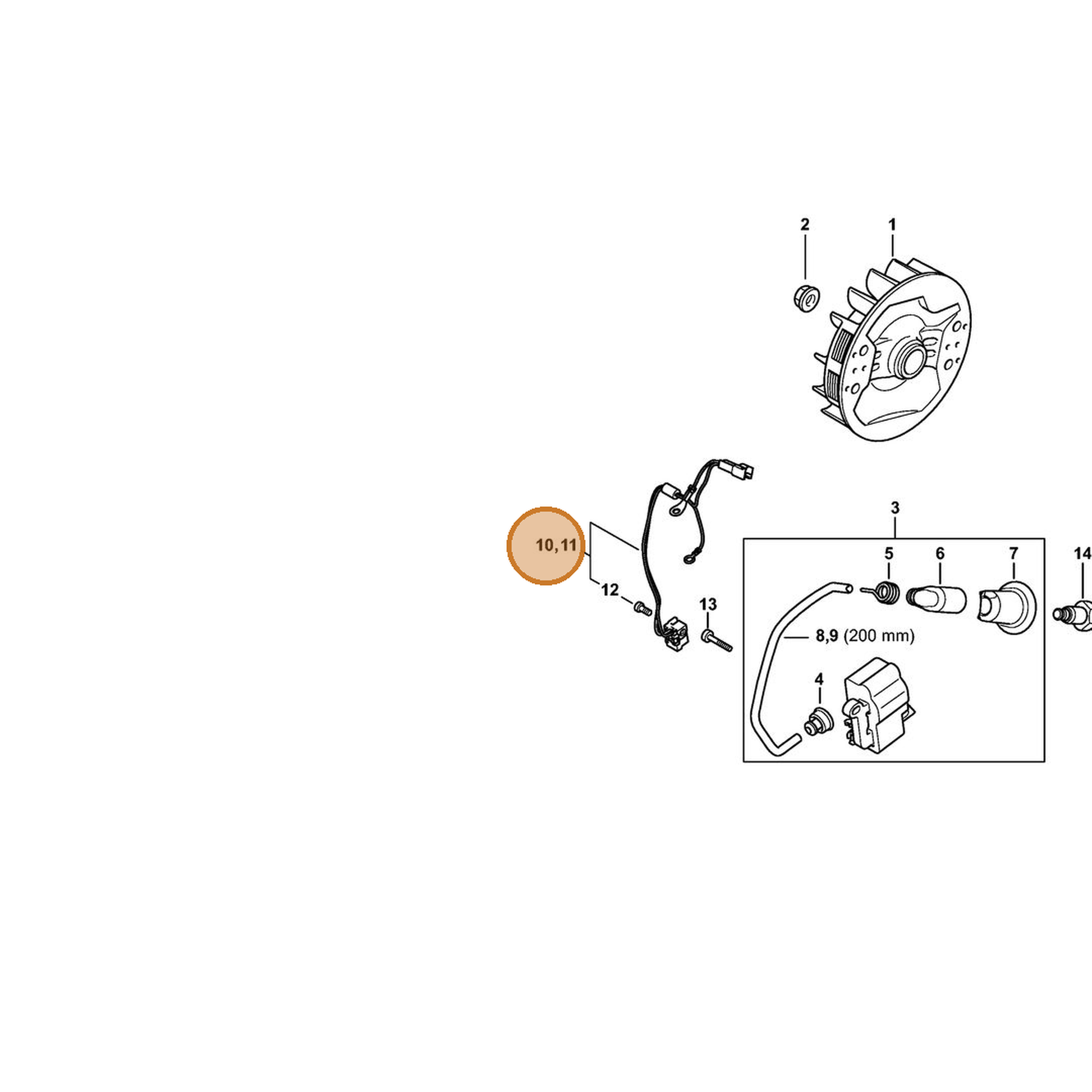 STIHL part 1142-440-3003 — IPL diagram snippet (6x zoom, amber highlight)