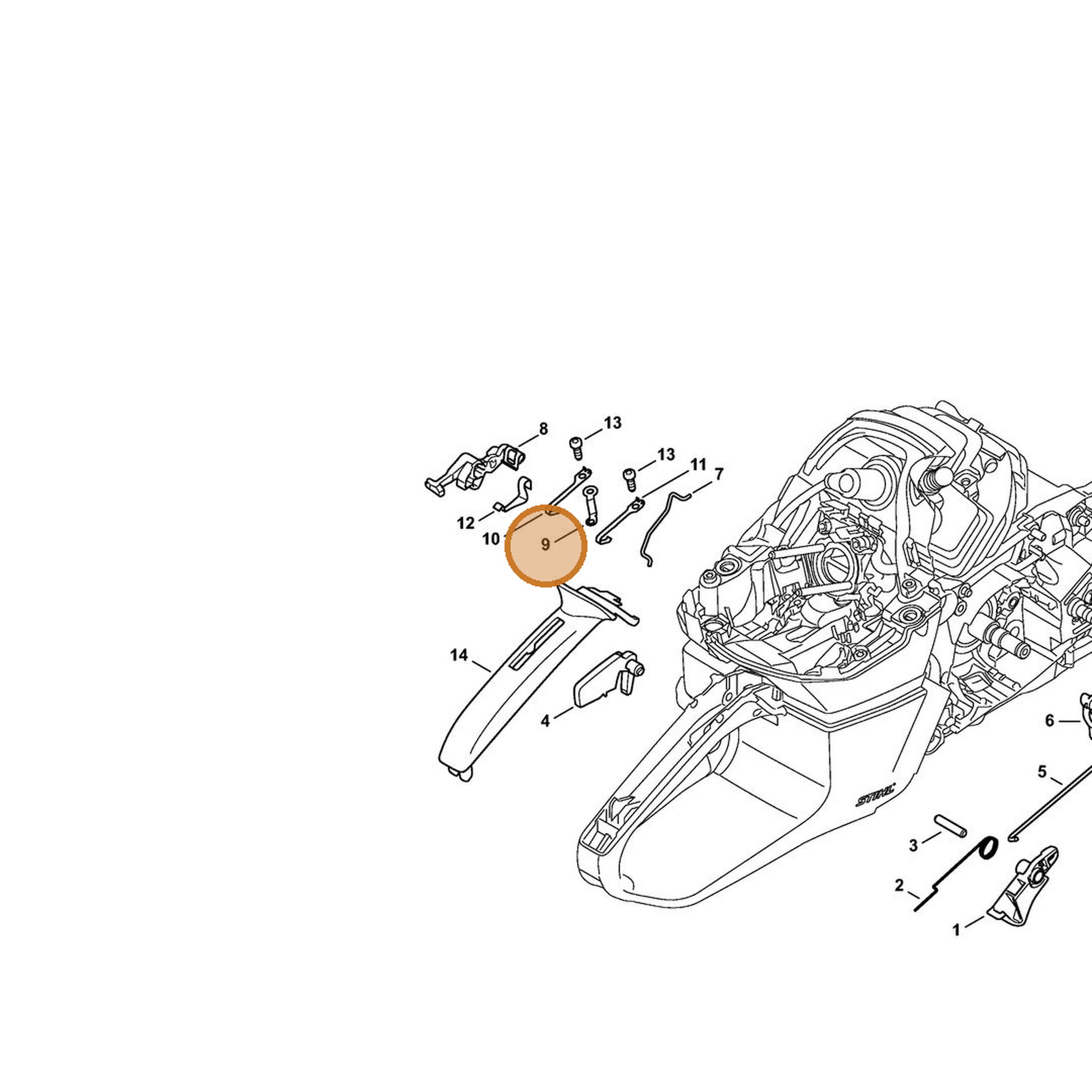 STIHL part 1142-442-1602 — IPL diagram snippet (6x zoom, amber highlight)