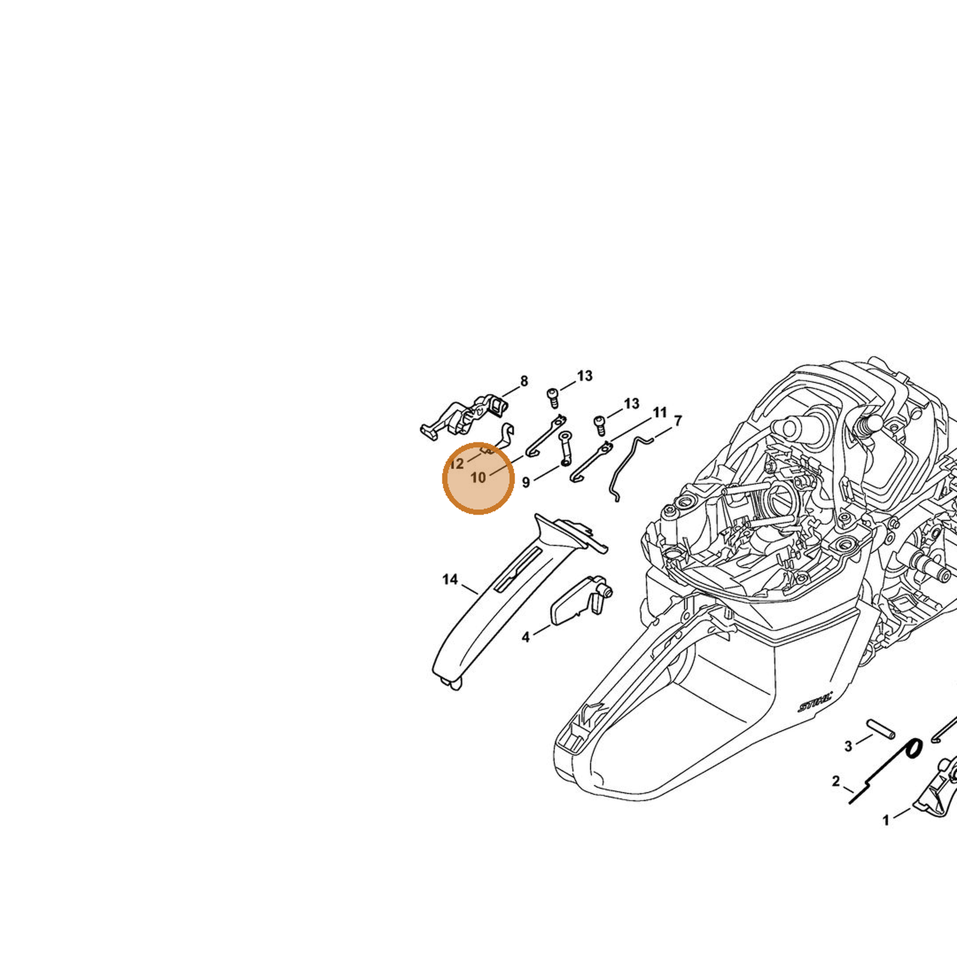 STIHL part 1142-442-1606 — IPL diagram snippet (6x zoom, amber highlight)