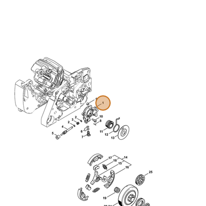 STIHL part 1142-640-3200 — IPL diagram snippet (6x zoom, amber highlight)