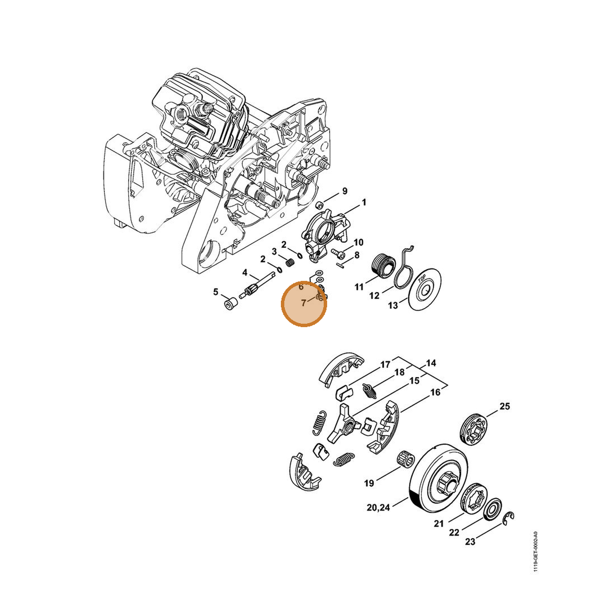 STIHL part 1142-647-4800 — IPL diagram snippet (6x zoom, amber highlight)