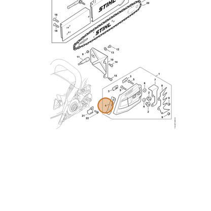STIHL part 1142-656-1501 — IPL diagram snippet (6x zoom, amber highlight)
