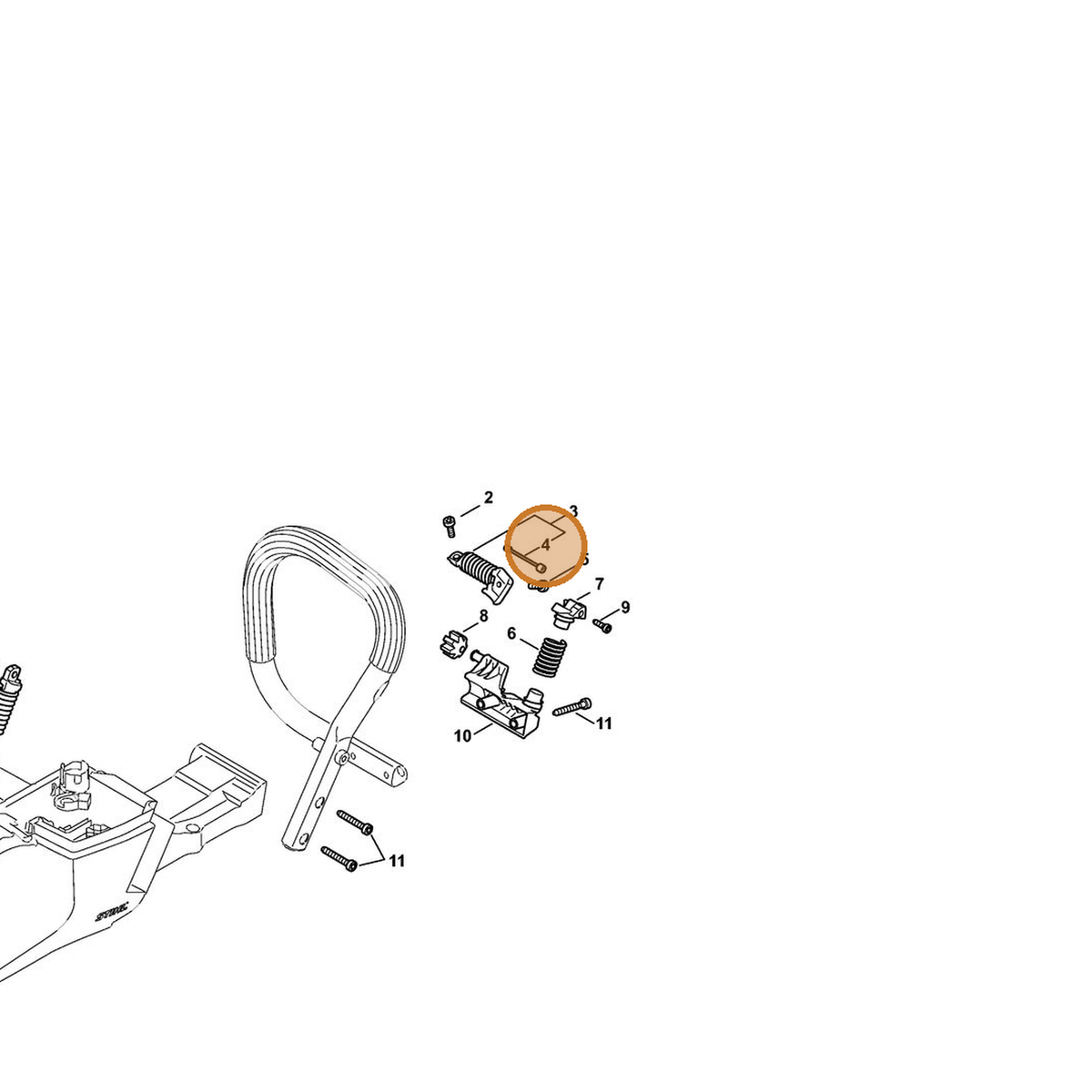 STIHL part 1142-790-8101 — IPL diagram snippet (6x zoom, amber highlight)