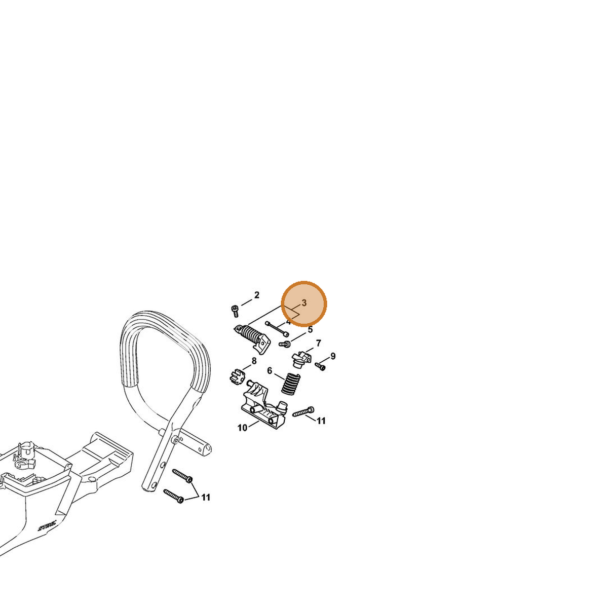 STIHL part 1142-790-8301 — IPL diagram snippet (6x zoom, amber highlight)