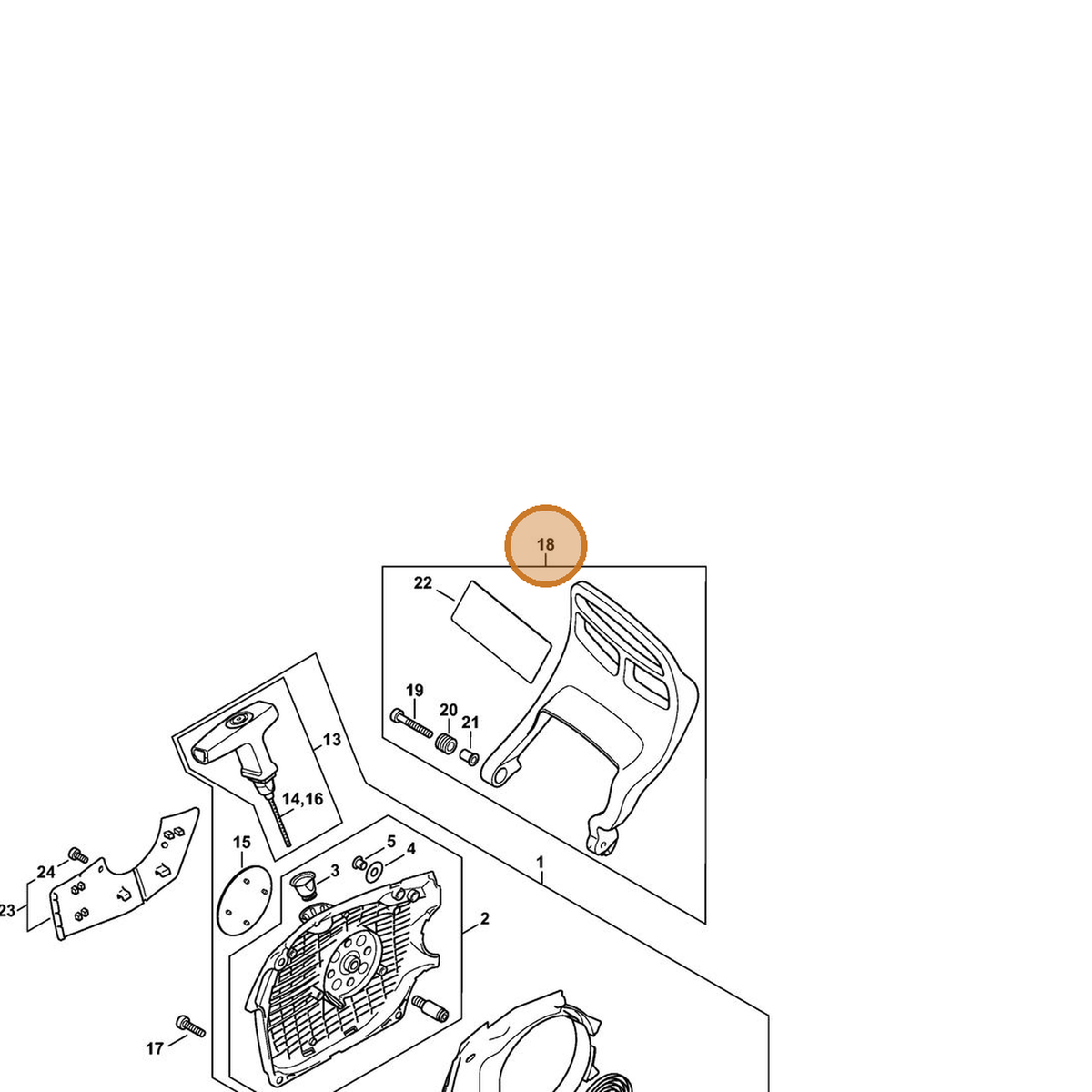 STIHL part 1142-790-9102 — IPL diagram snippet (6x zoom, amber highlight)