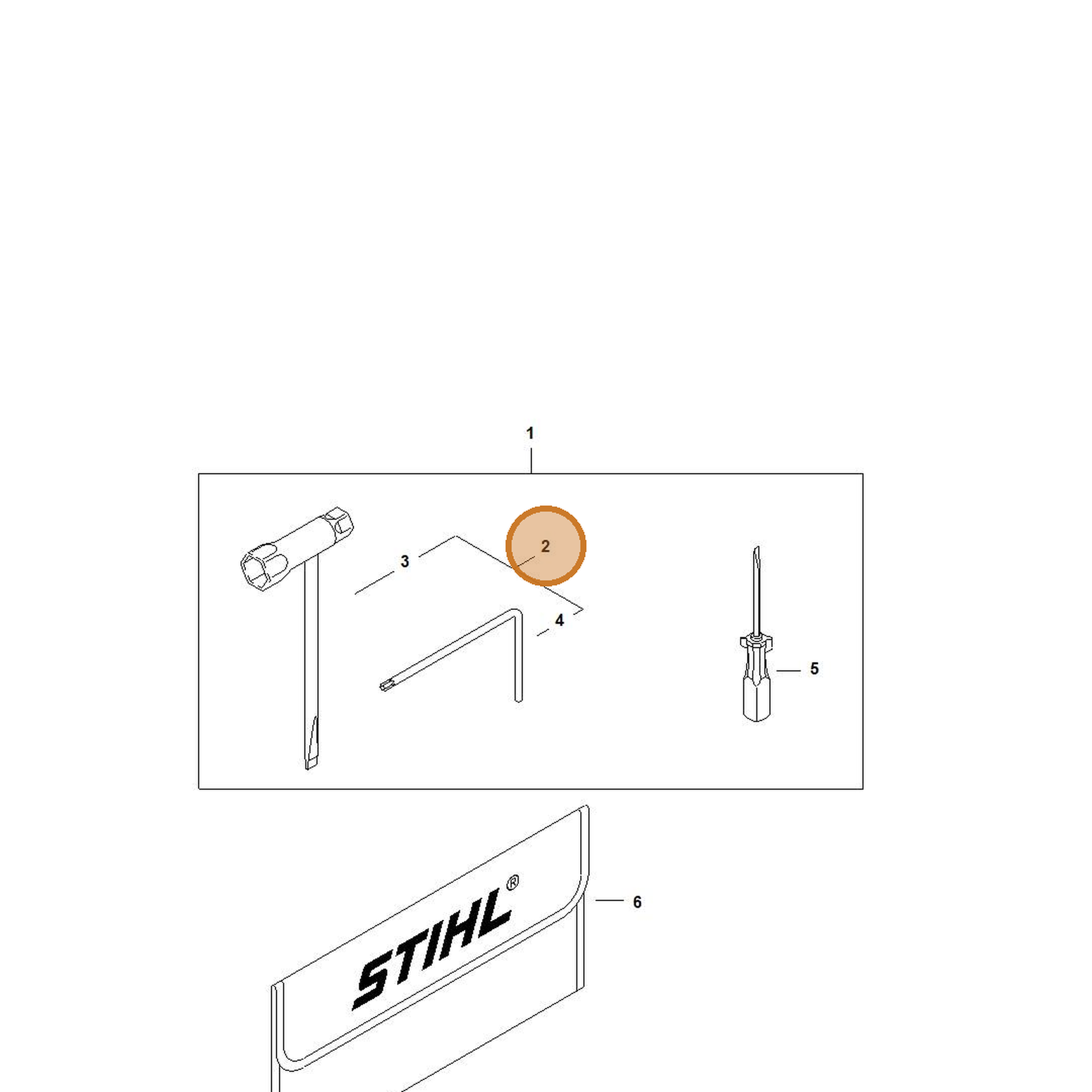 STIHL part 1142-890-1400 — IPL diagram snippet (6x zoom, amber highlight)