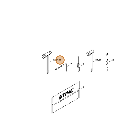 STIHL part 1142-890-3400 — IPL diagram snippet (6x zoom, amber highlight)
