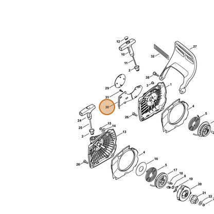 STIHL part 1143-007-1001 — IPL diagram snippet (6x zoom, amber highlight)