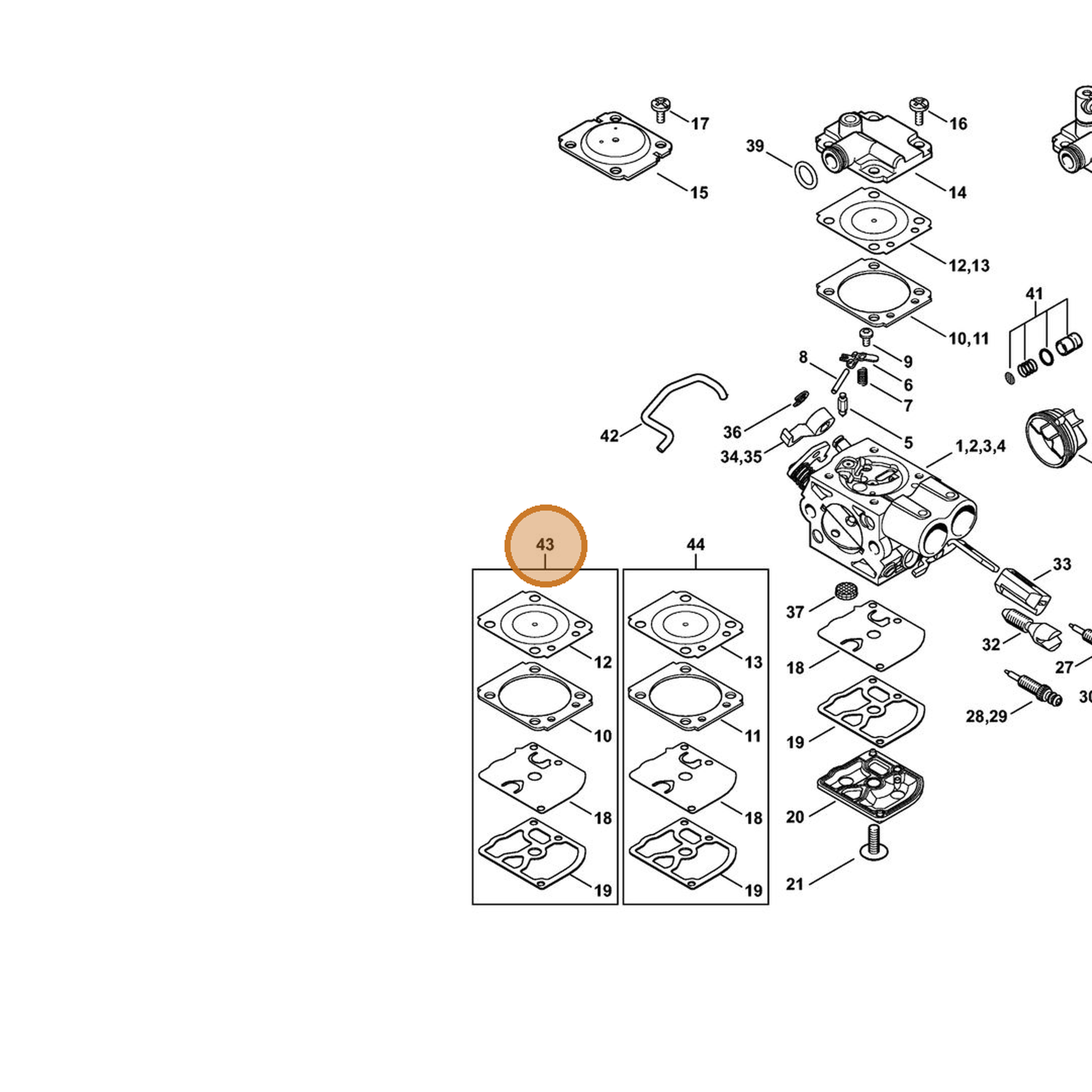 STIHL part 1143-007-1703 — IPL diagram snippet (6x zoom, amber highlight)