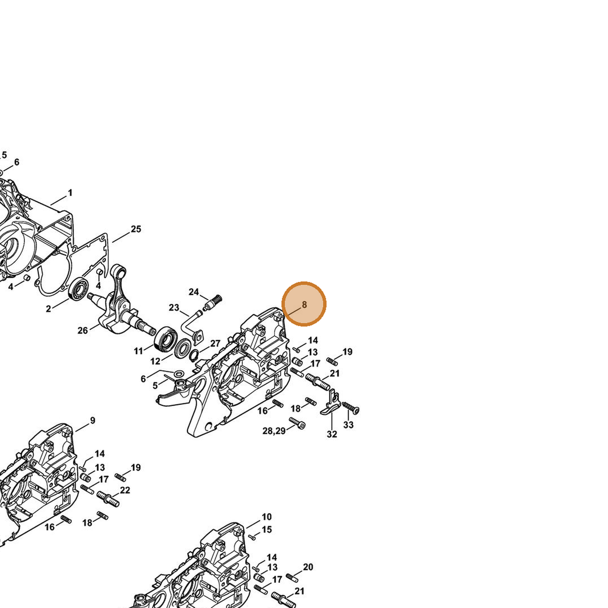 STIHL part 1143-020-2936 — IPL diagram snippet (6x zoom, amber highlight)