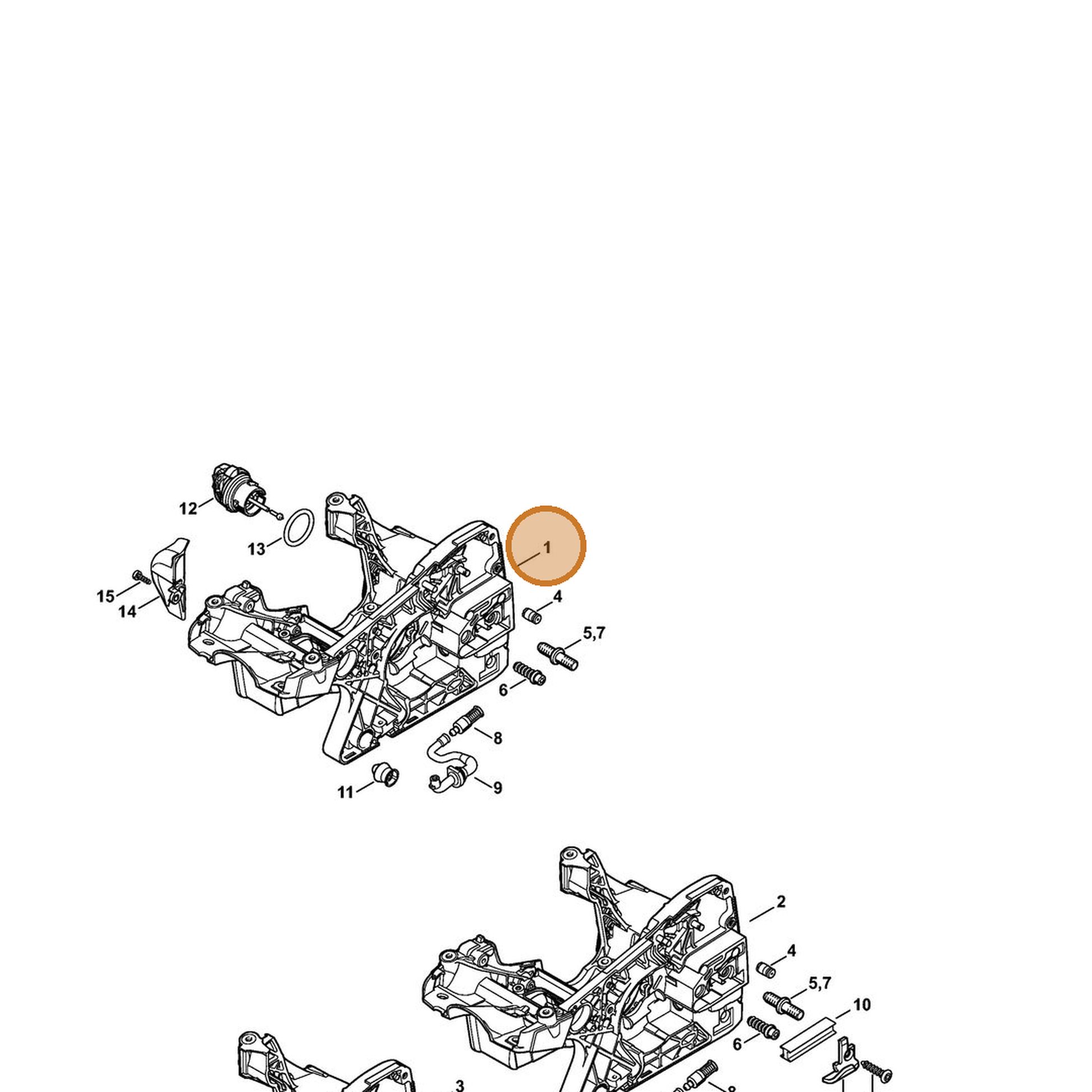STIHL part 1143-020-3023 — IPL diagram snippet (6x zoom, amber highlight)