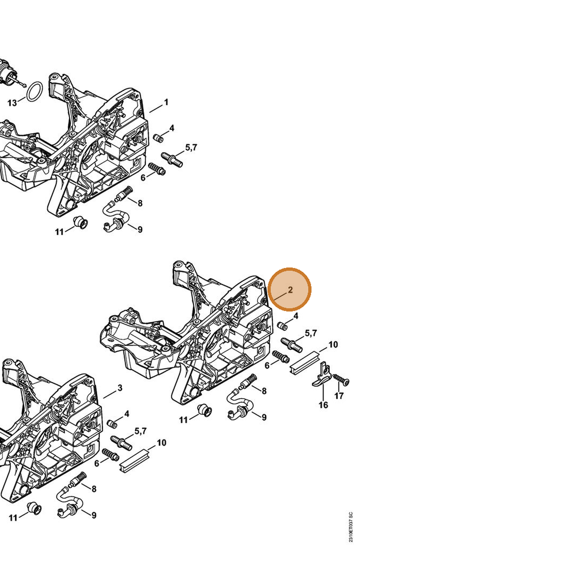 STIHL part 1143-020-3025 — IPL diagram snippet (6x zoom, amber highlight)