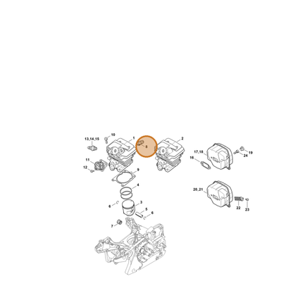 STIHL part 1143-020-9400 — IPL diagram snippet (6x zoom, amber highlight)
