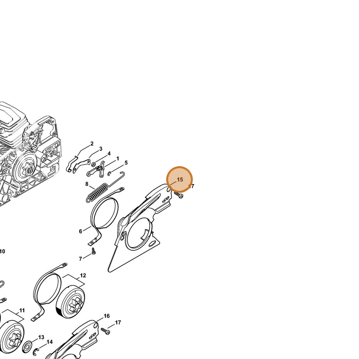 STIHL part 1143-021-1101 — IPL diagram snippet (6x zoom, amber highlight)