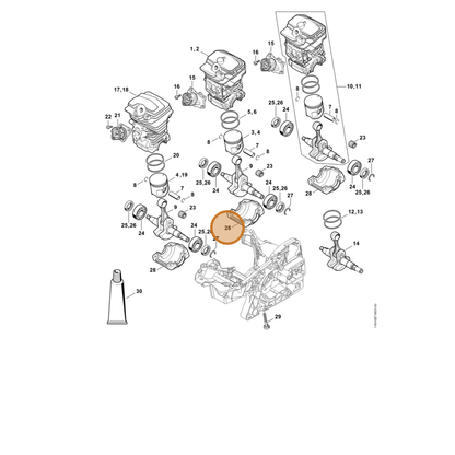 STIHL part 1143-021-2502 — IPL diagram snippet (6x zoom, amber highlight)