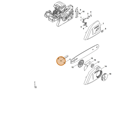 STIHL part 1143-021-2800 — IPL diagram snippet (6x zoom, amber highlight)