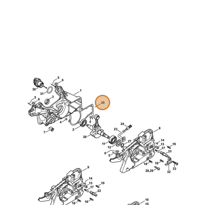 STIHL part 1143-029-0500 — IPL diagram snippet (6x zoom, amber highlight)