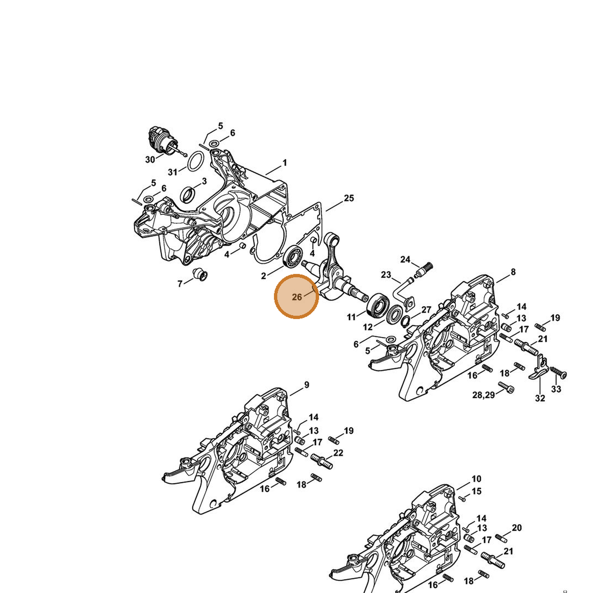 STIHL part 1143-030-0400 — IPL diagram snippet (6x zoom, amber highlight)