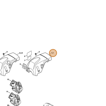 STIHL part 1143-080-1607 — IPL diagram snippet (6x zoom, amber highlight)