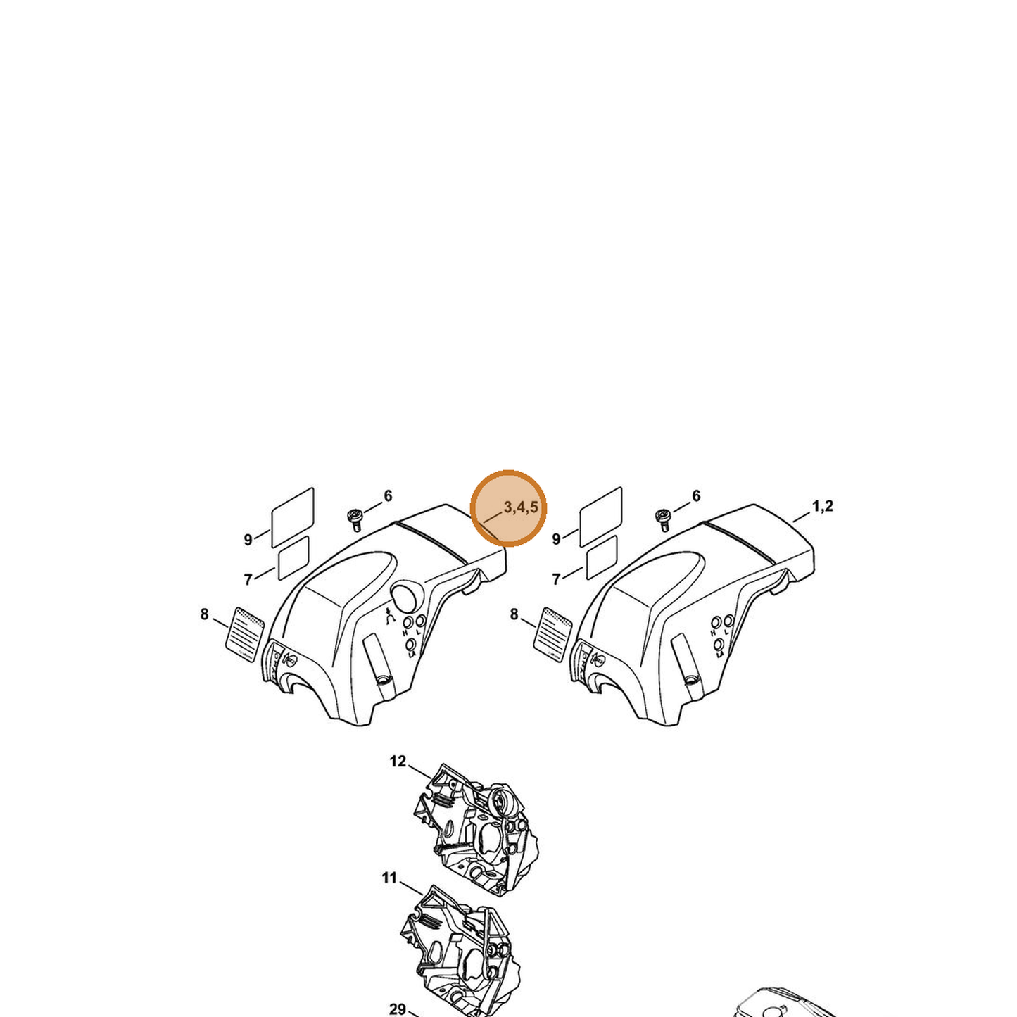 STIHL part 1143-080-1631 — IPL diagram snippet (6x zoom, amber highlight)