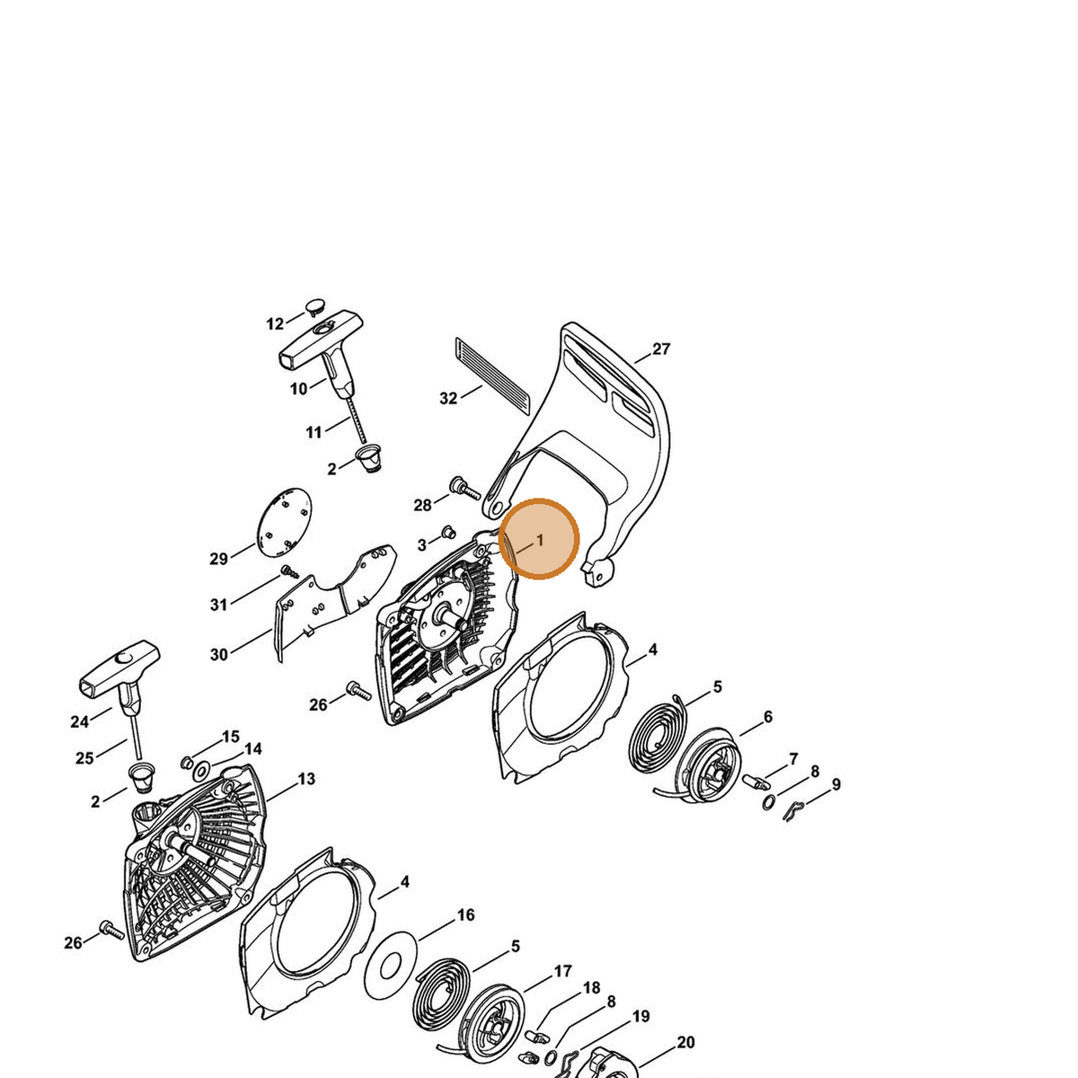 STIHL part 1143-080-1804 — IPL diagram snippet (6x zoom, amber highlight)