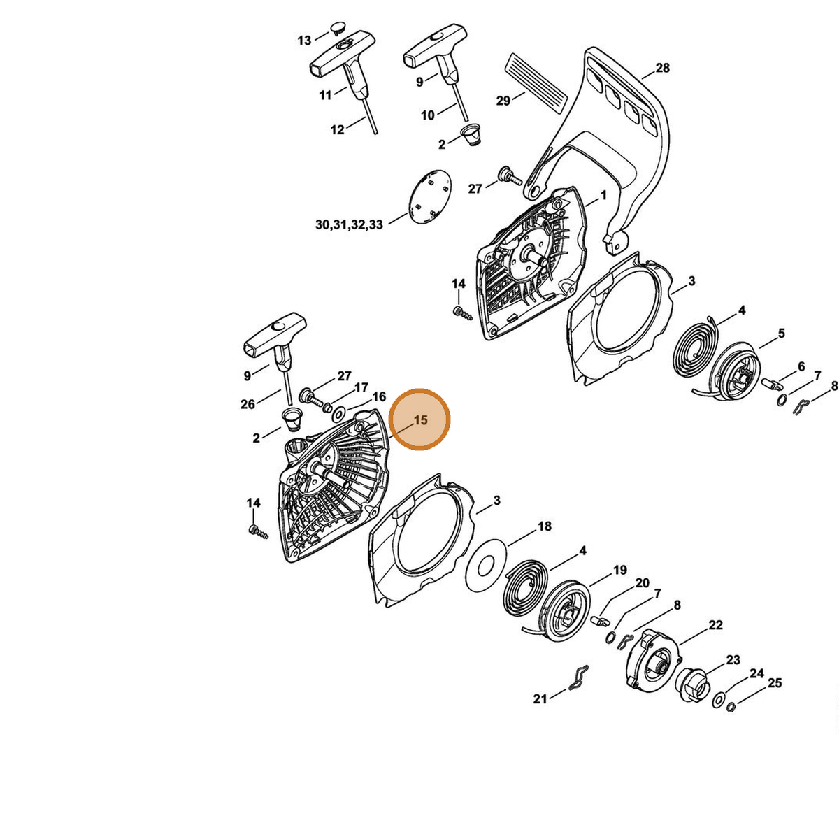 STIHL part 1143-080-1833 — IPL diagram snippet (6x zoom, amber highlight)
