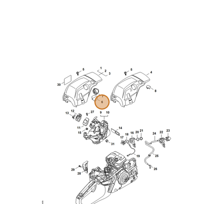 STIHL part 1143-084-7100 — IPL diagram snippet (6x zoom, amber highlight)
