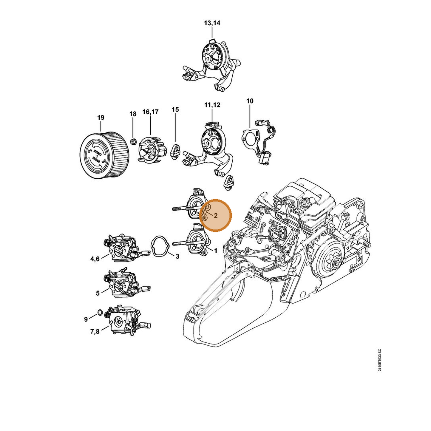 STIHL part 1143-120-0900 — IPL diagram snippet (6x zoom, amber highlight)