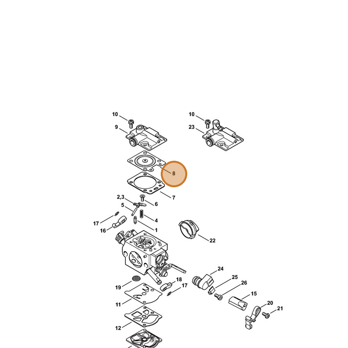 STIHL part 1143-121-4700 — IPL diagram snippet (6x zoom, amber highlight)