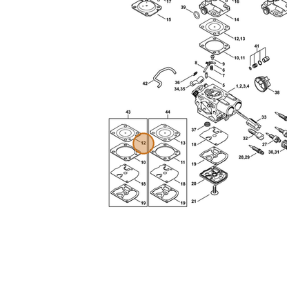 STIHL part 1143-121-4702 — IPL diagram snippet (6x zoom, amber highlight)