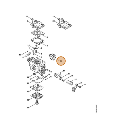 STIHL part 1143-121-9400 — IPL diagram snippet (6x zoom, amber highlight)