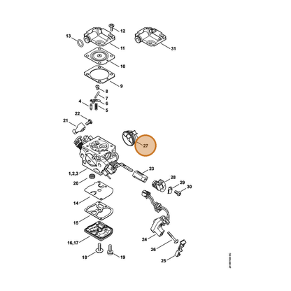 STIHL part 1143-121-9402 — IPL diagram snippet (6x zoom, amber highlight)