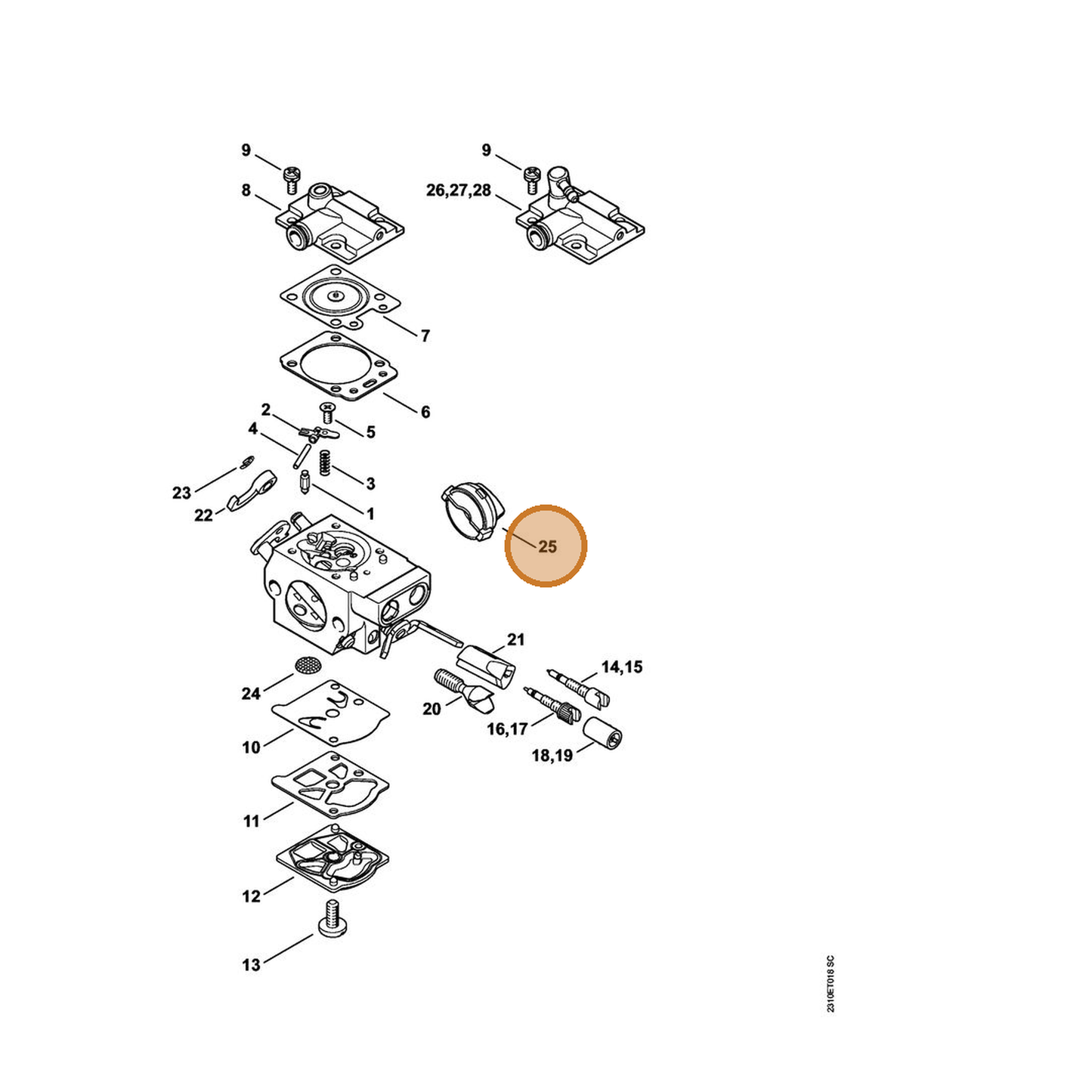 STIHL part 1143-121-9403 — IPL diagram snippet (6x zoom, amber highlight)