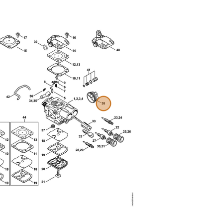 STIHL part 1143-121-9405 — IPL diagram snippet (6x zoom, amber highlight)