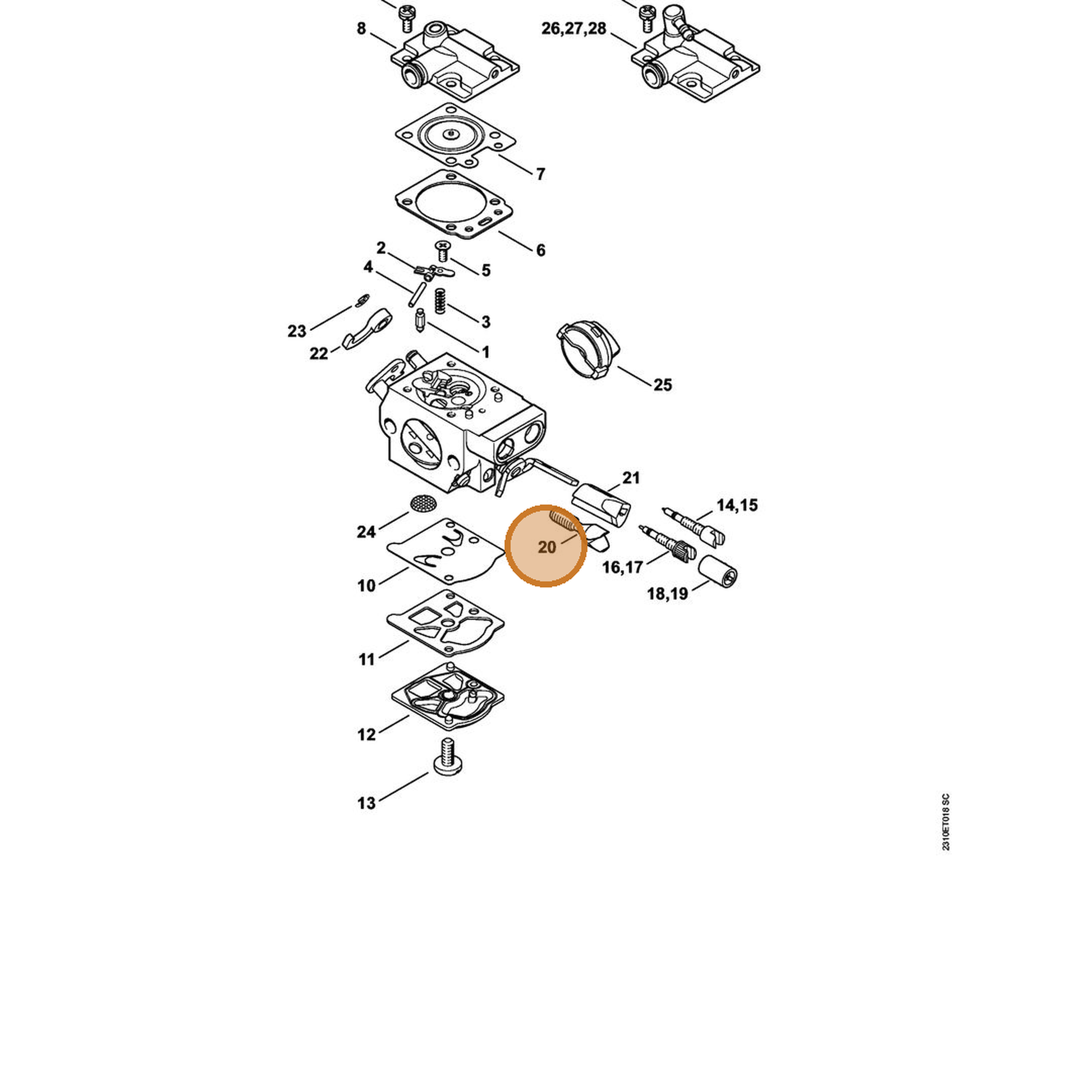 STIHL part 1143-122-6201 — IPL diagram snippet (6x zoom, amber highlight)